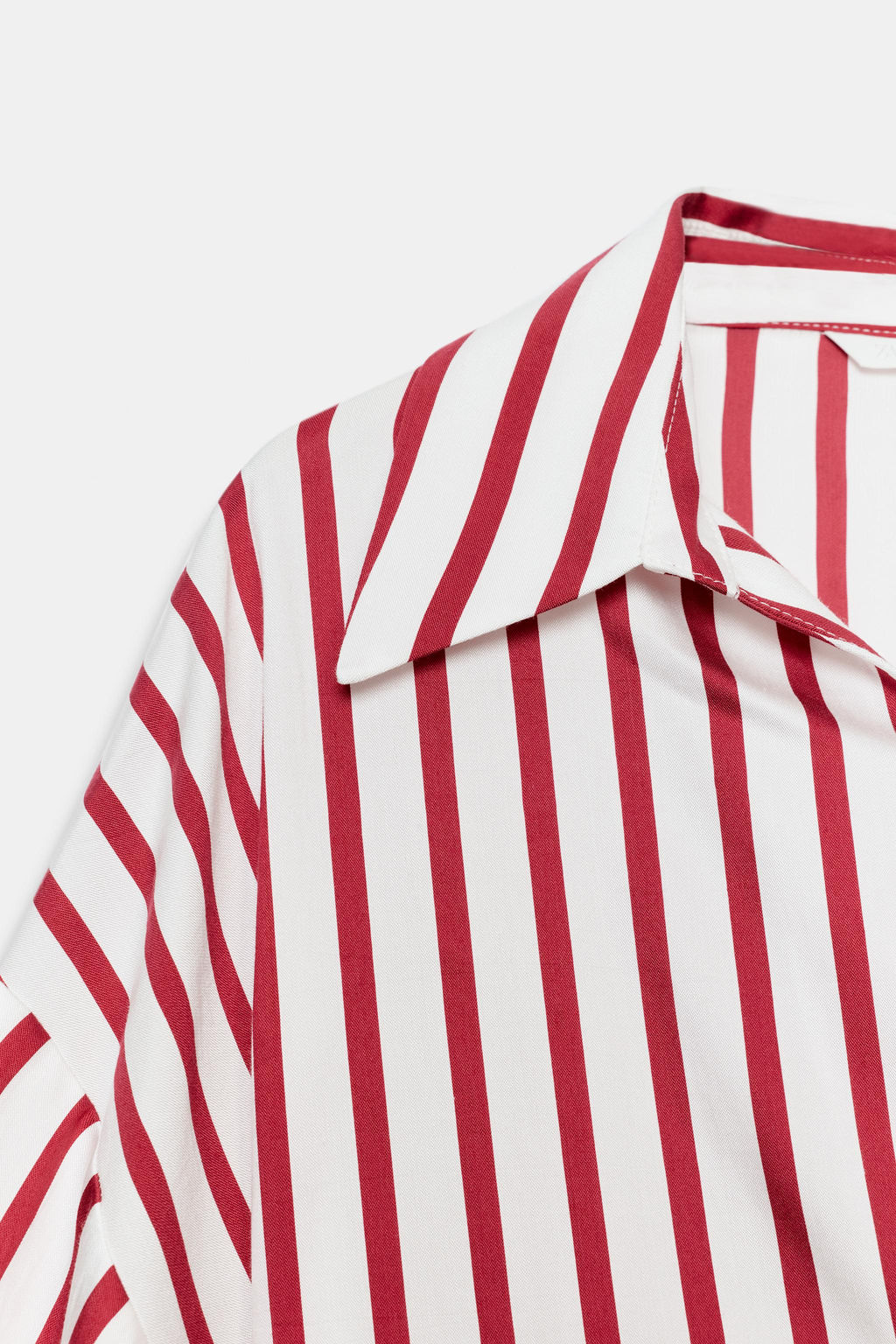 CAMISA RAYAS MANGA ABULLONADA / Rojo / Blanco