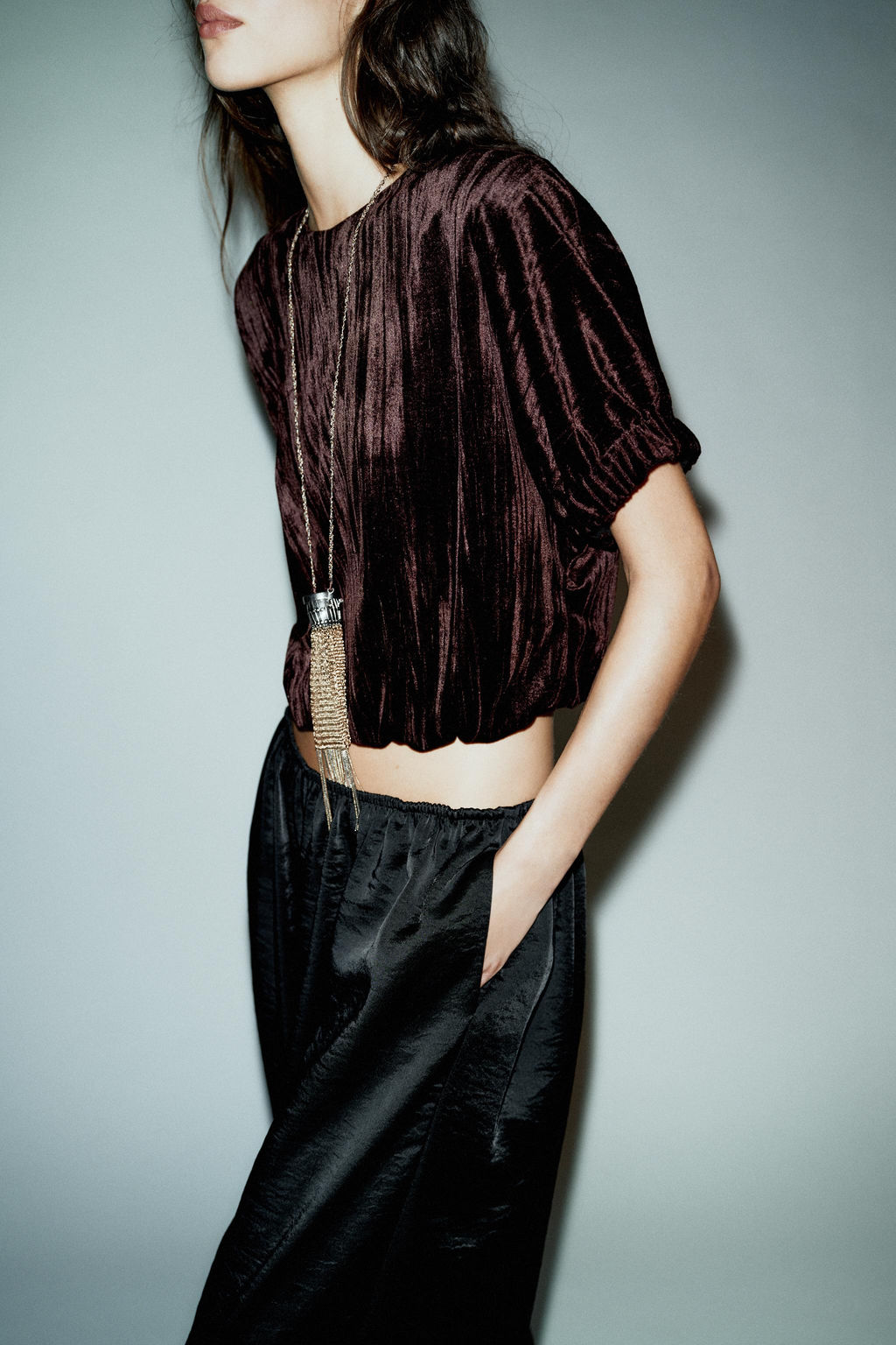 VELVET BALLOON TOP - Zara фото 3