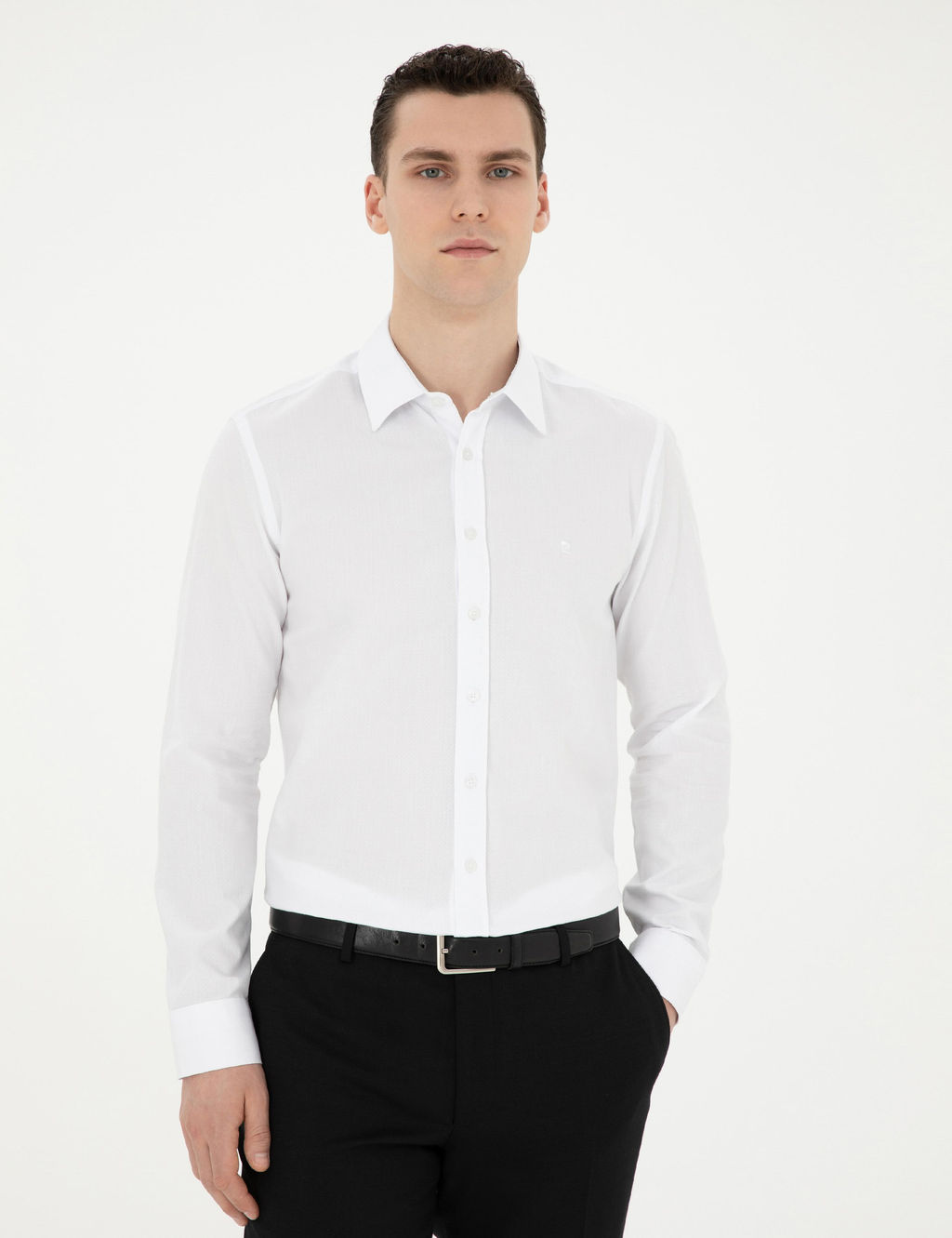 Beyaz Slim Fit Uzun Kollu G_mlek - Pierre cardin фото 3