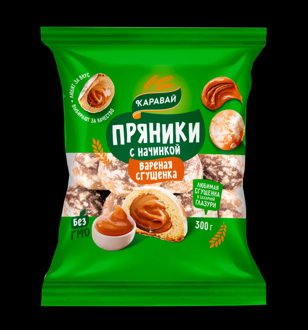 Цена за 2шт Пряники с начинкой Вареное сгущенное молоко 300 гр./9922