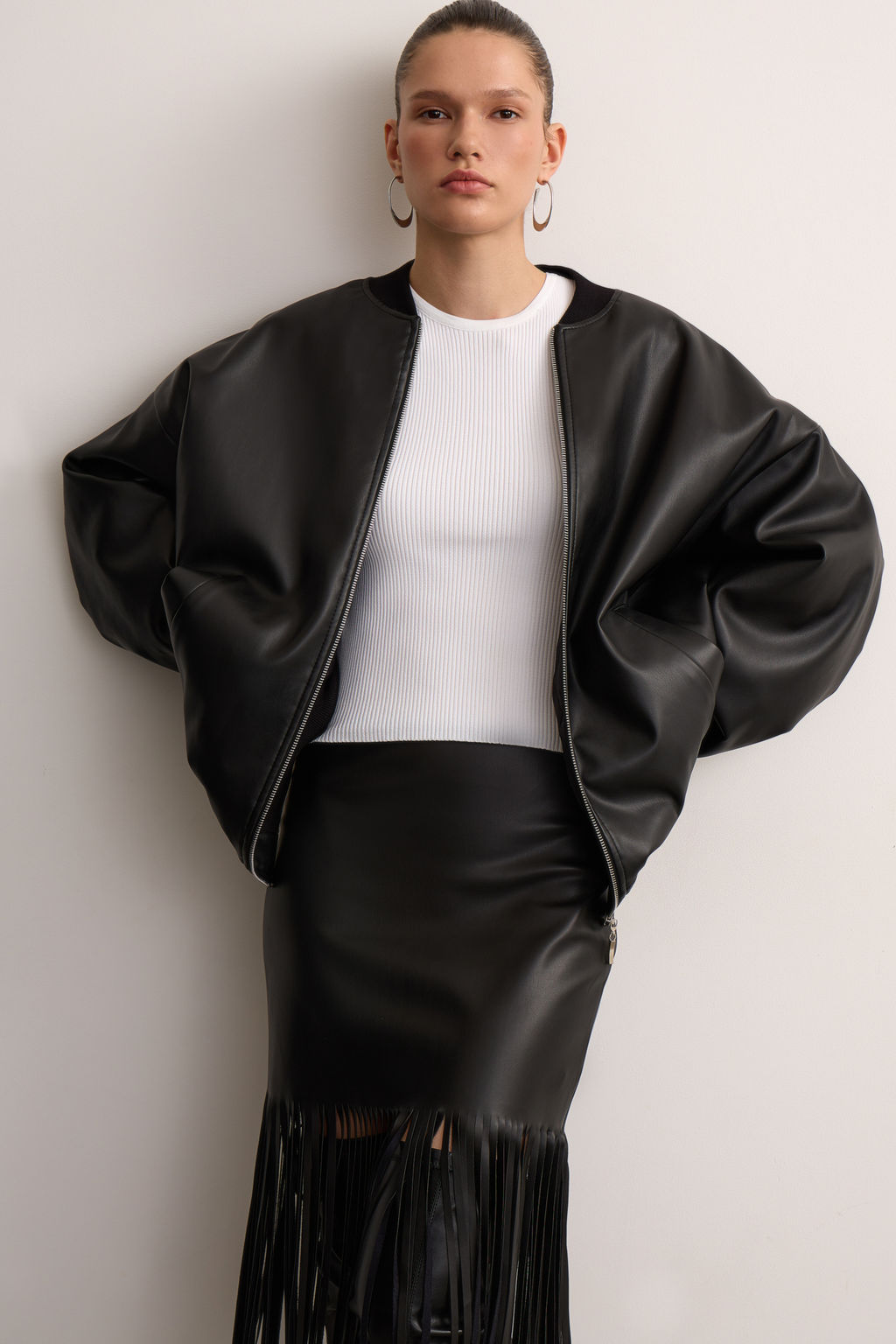 Юбка из экокожи с бахромой - Mollis фото 2