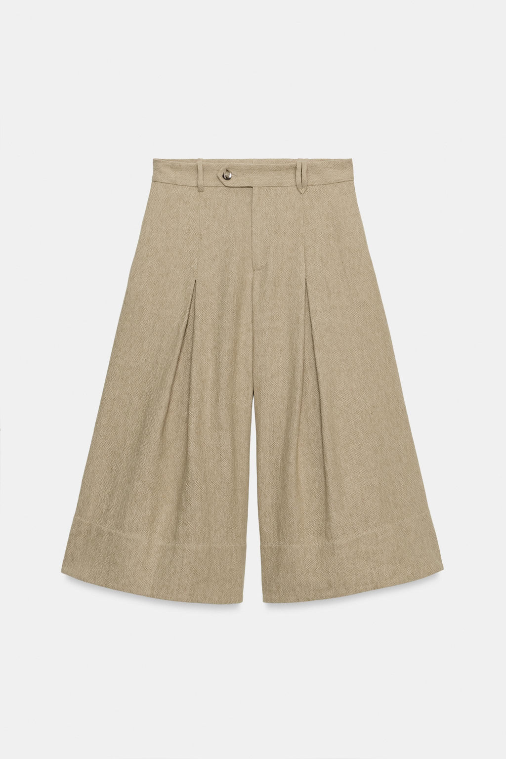 PANTAL?N ANCHO CON LINO ZW COLLECTION / Khaki - Zara фото 5