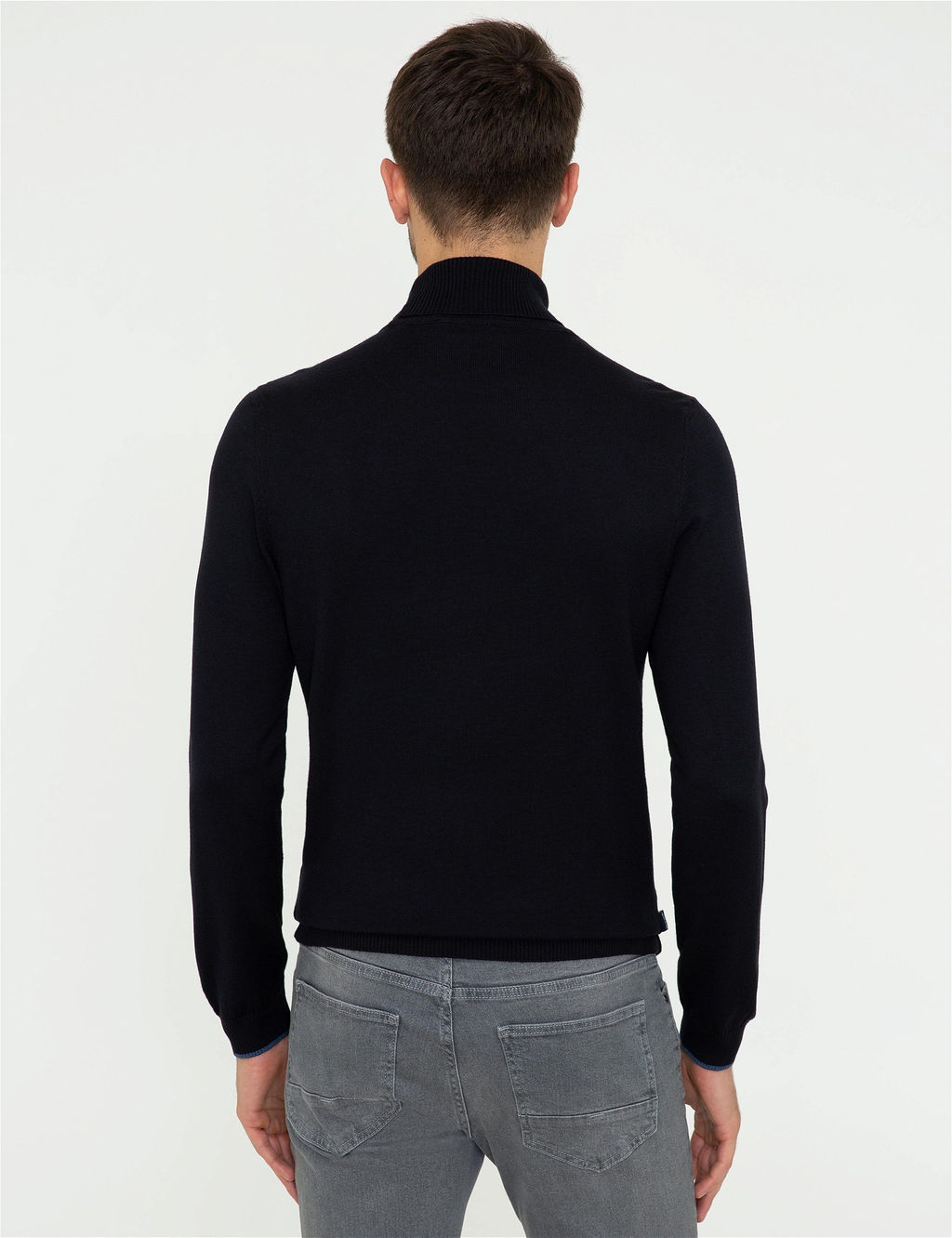 Lacivert Slim Fit Bal_k__ Yaka Basic Triko Kazak - Pierre cardin фото 4