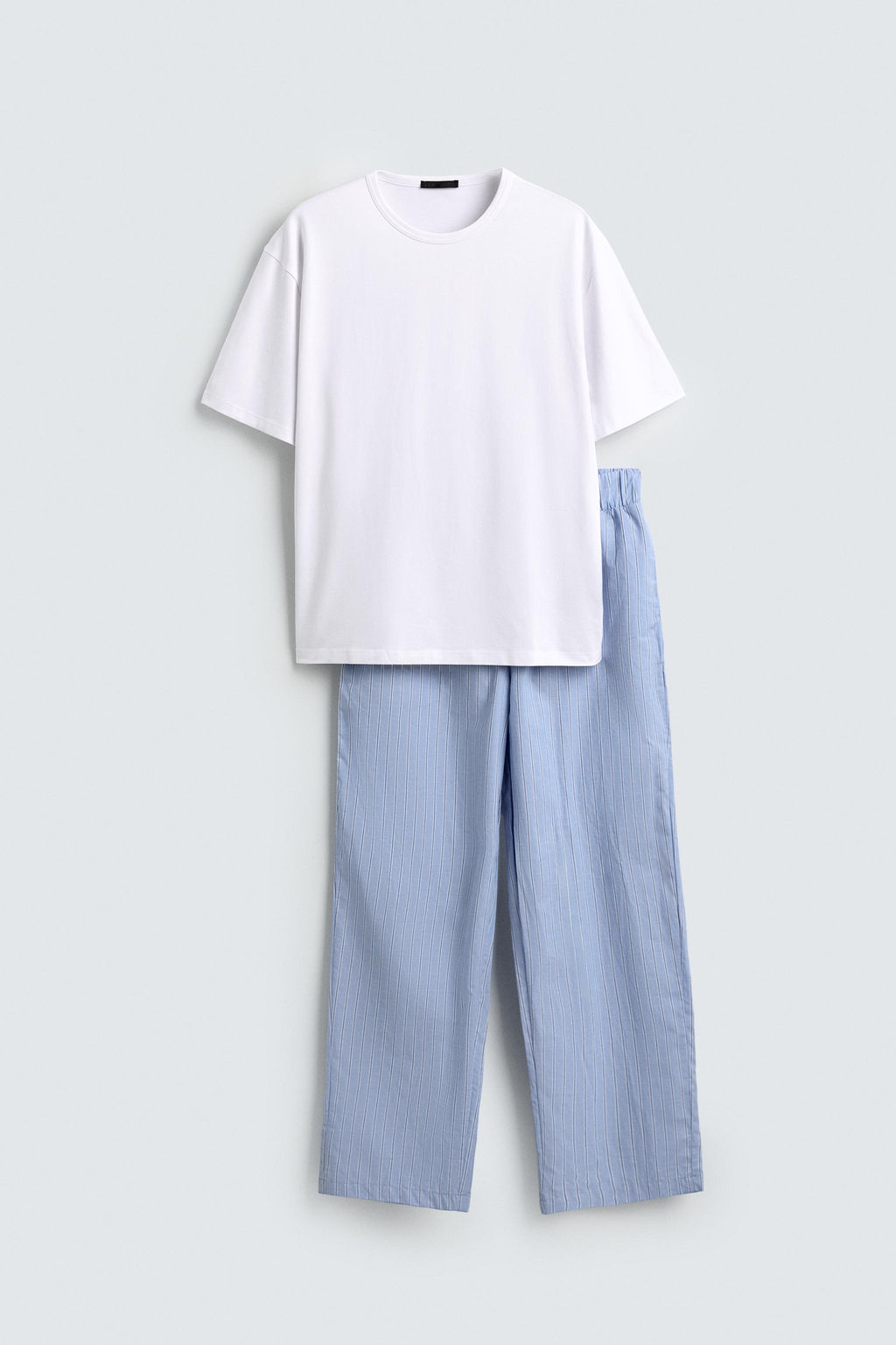 SET PIJAMA COMBINADO PANTAL?N RAYAS / Celeste