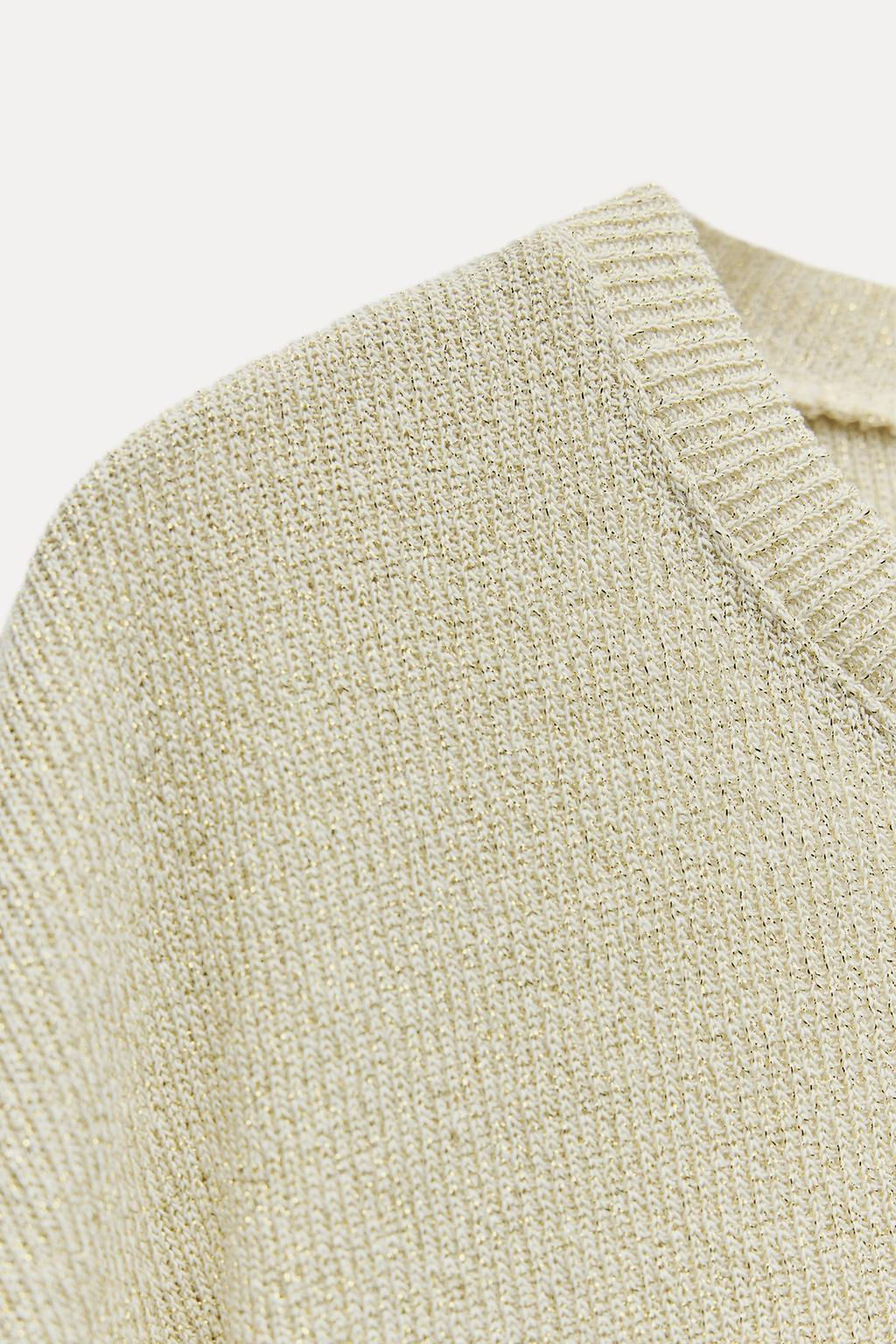 METALLIC THREAD SHORT SLEEVE TOP - Zara фото 13