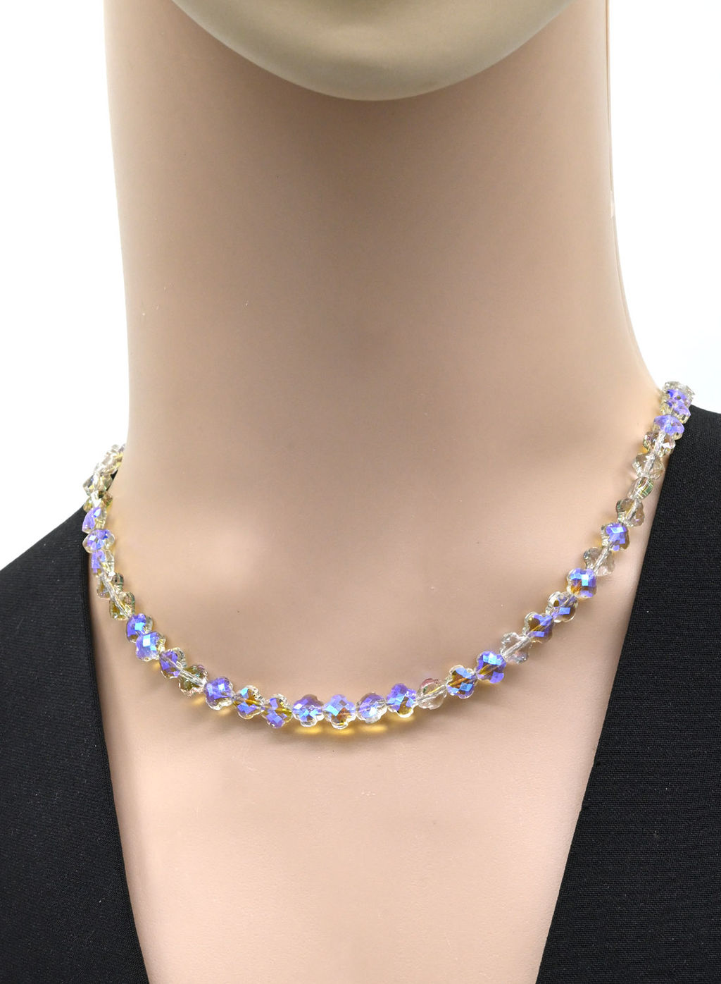 Бусы из циркона клевер 6мм цв.зелено-голубой, 46см