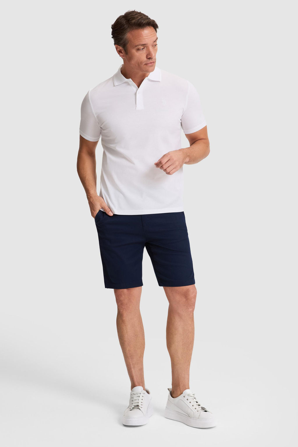 Erkek Beyaz Regular Fit Polo Yaka Basic Ti__rt
