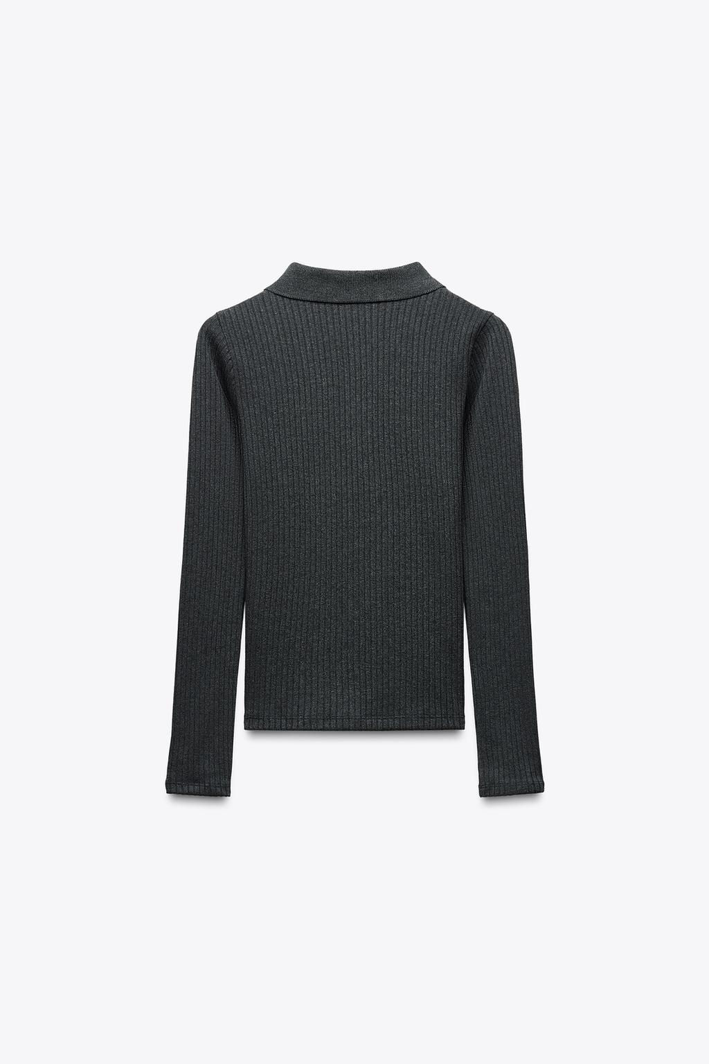 CABLE-KNIT POLO TOP - Zara фото 21