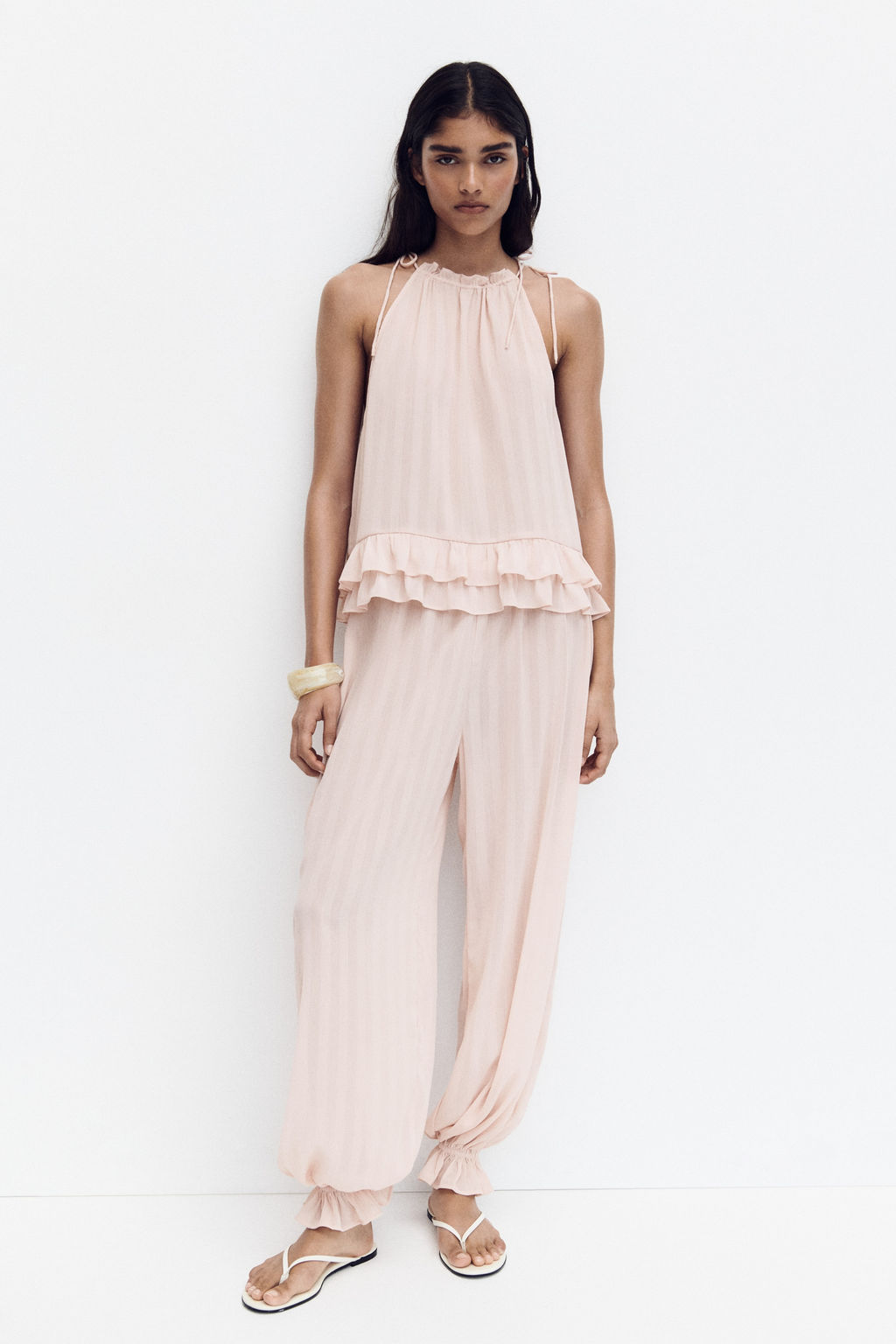 Top de gasa con cord?n de ajuste - H&m фото 3