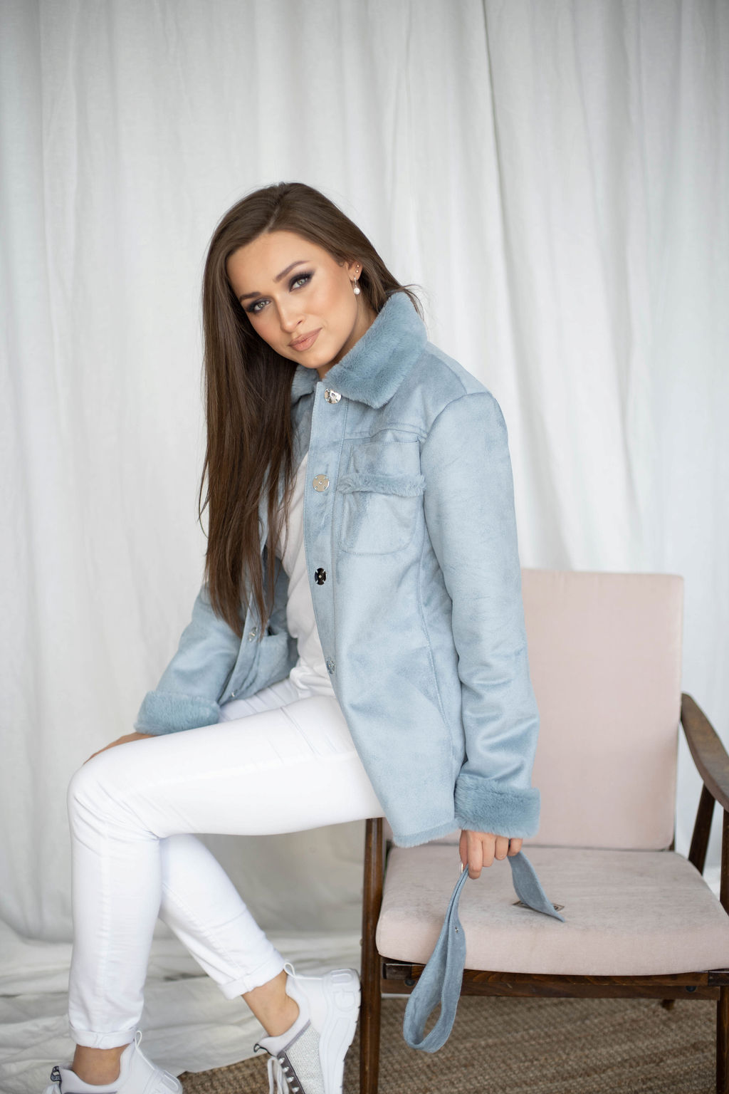 Дублёнка женская демисезонная 22565 (голубой) - Kankan фото 2