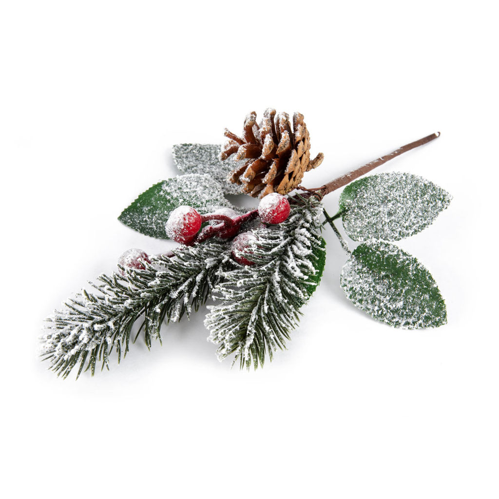 Blumentag VDF-135 Веточка хвойная с шишкой и ягодами 3 х 1 шт. 26 см 01  фото 3