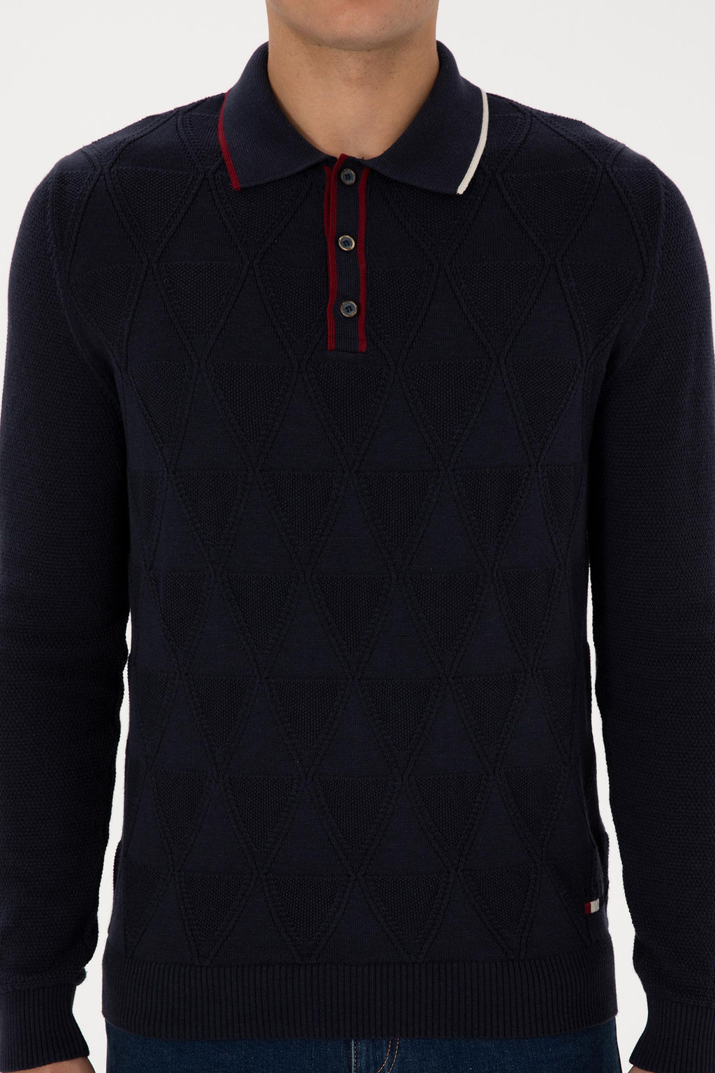 Erkek Regular Fit Polo Yaka Lacivert Kazak