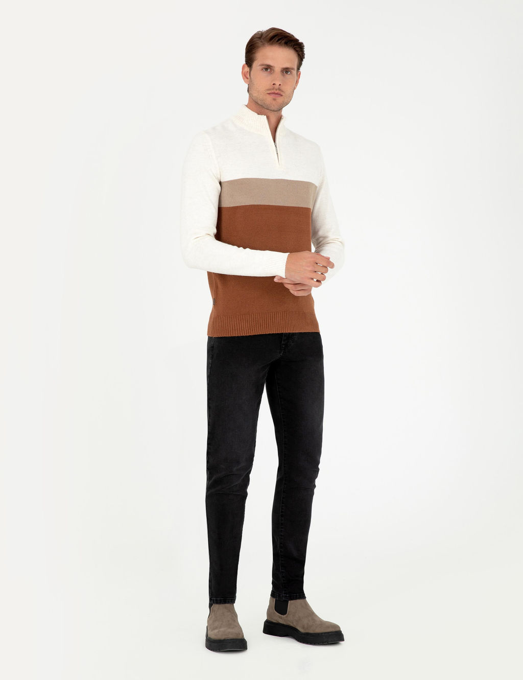 Vizon Slim Fit Fermuarl_ Dik Yaka Triko Kazak - Pierre cardin фото 4
