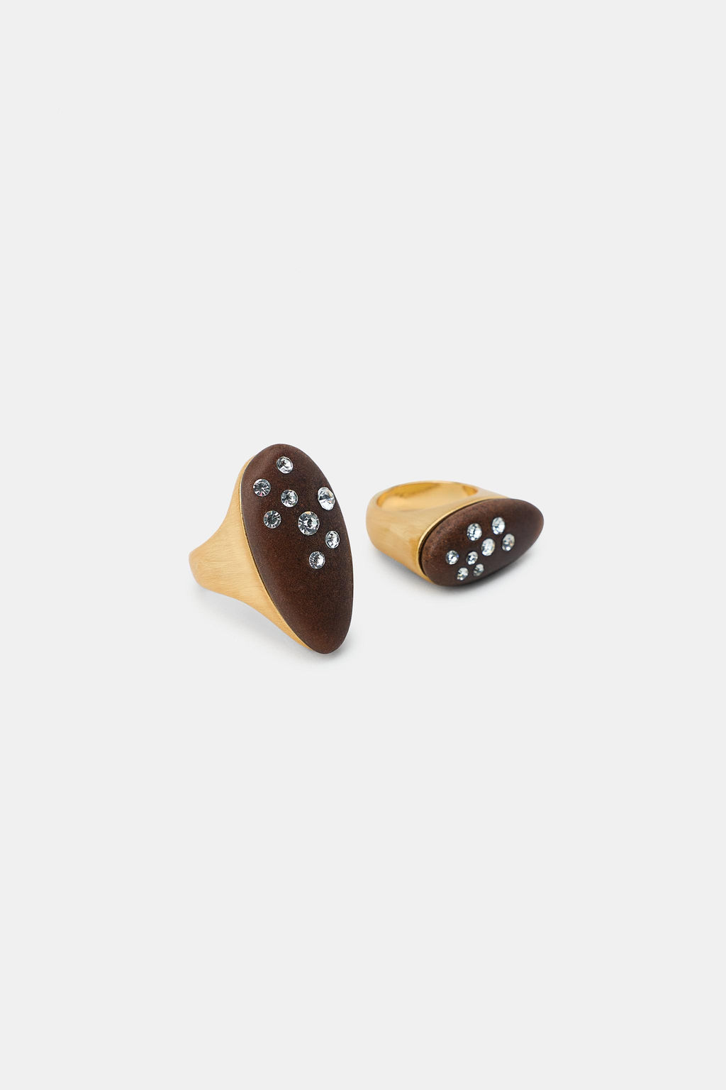 PACK OF 2 OVAL WOOD-EFFECT GLITTER RINGS - Zara фото 4