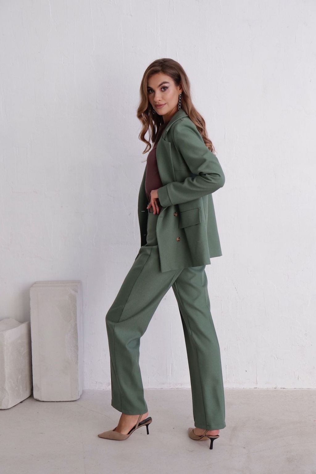 11722 Брюки со стрелками в приглушённом зелёном - Martichelli фото 22