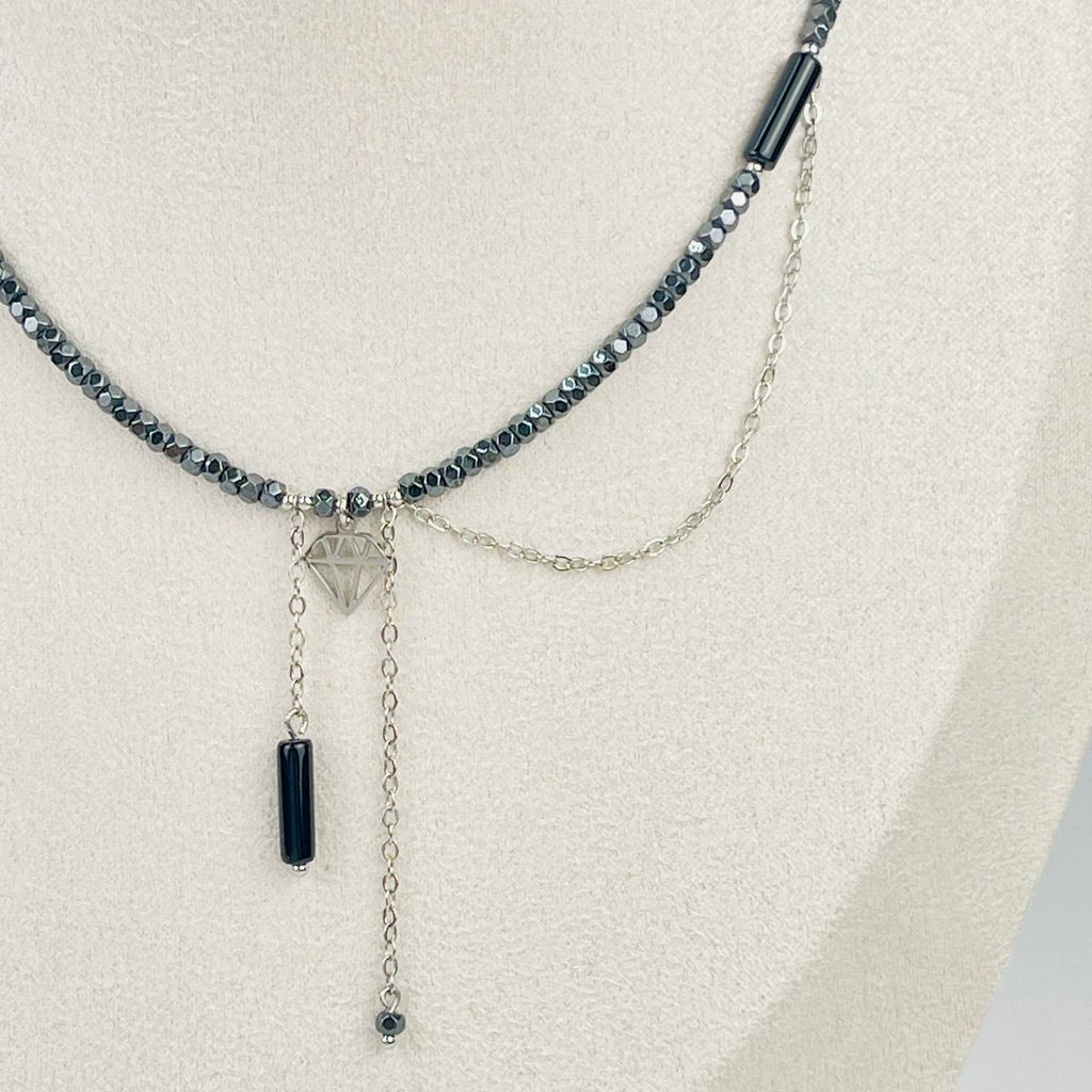 Чокер из Гематита и Агата