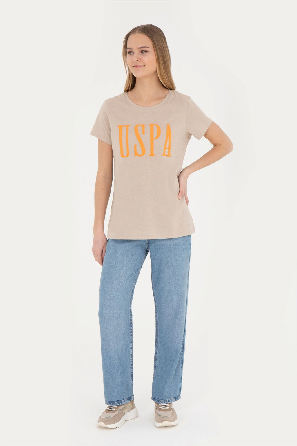 U. S. Polo Assn / Женская футболка светло-хаки с круглым вырезом - U.s. polo assn фото 4