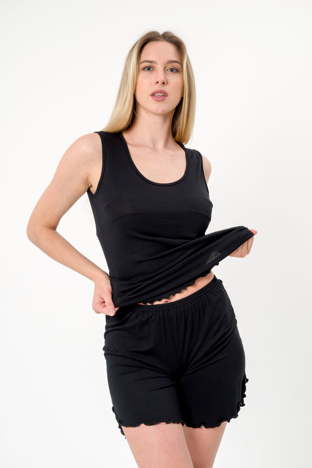 Пижама женская Сима из майки и шорт из вискозы коллекция Лотос,черный - Амадэль фото 5