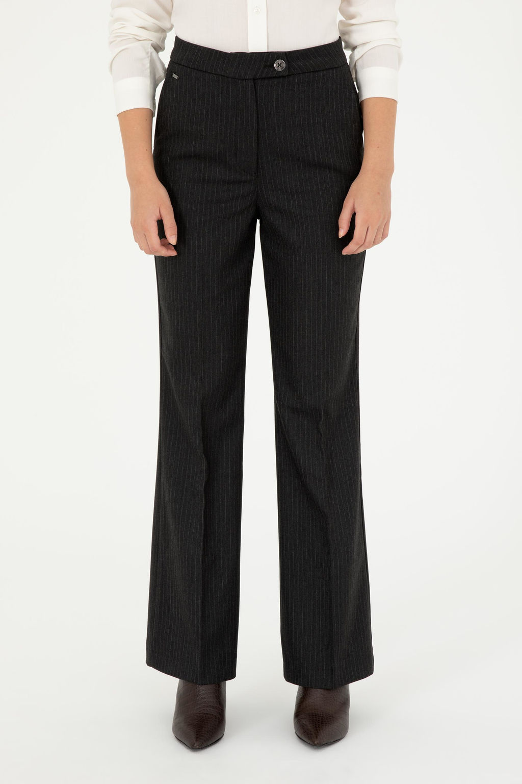 Женские брюки из плотной ткани в антрацитовую полоску - U.s. polo assn фото 2