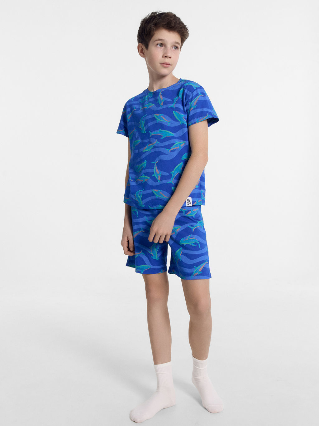 Комплект для мальчиков (футболка, шорты) синий с рыбками - Mark formelle фото 2
