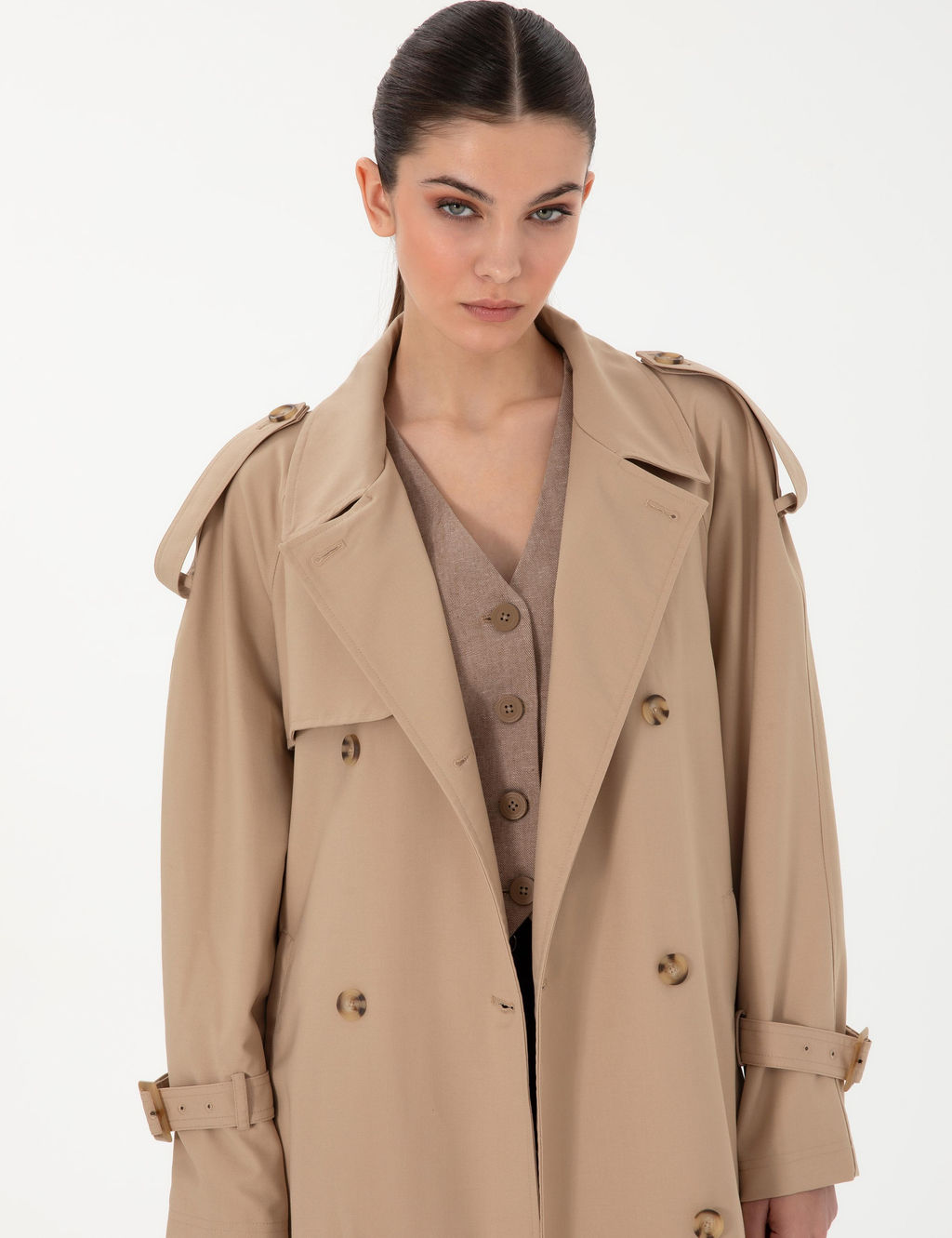 Bej Oversize Tren_kot - Pierre cardin фото 3