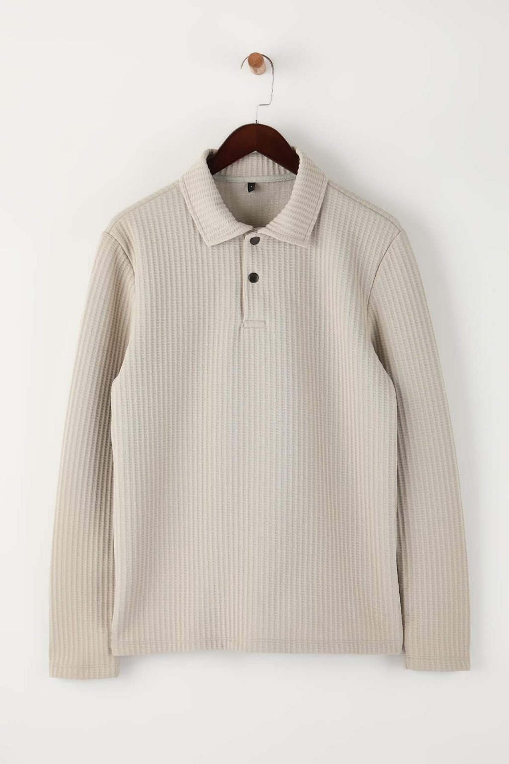 Tas Relaxed Kesim Waffle Dokulu Polo Yaka Sweatshirt TMNAW26SW00058