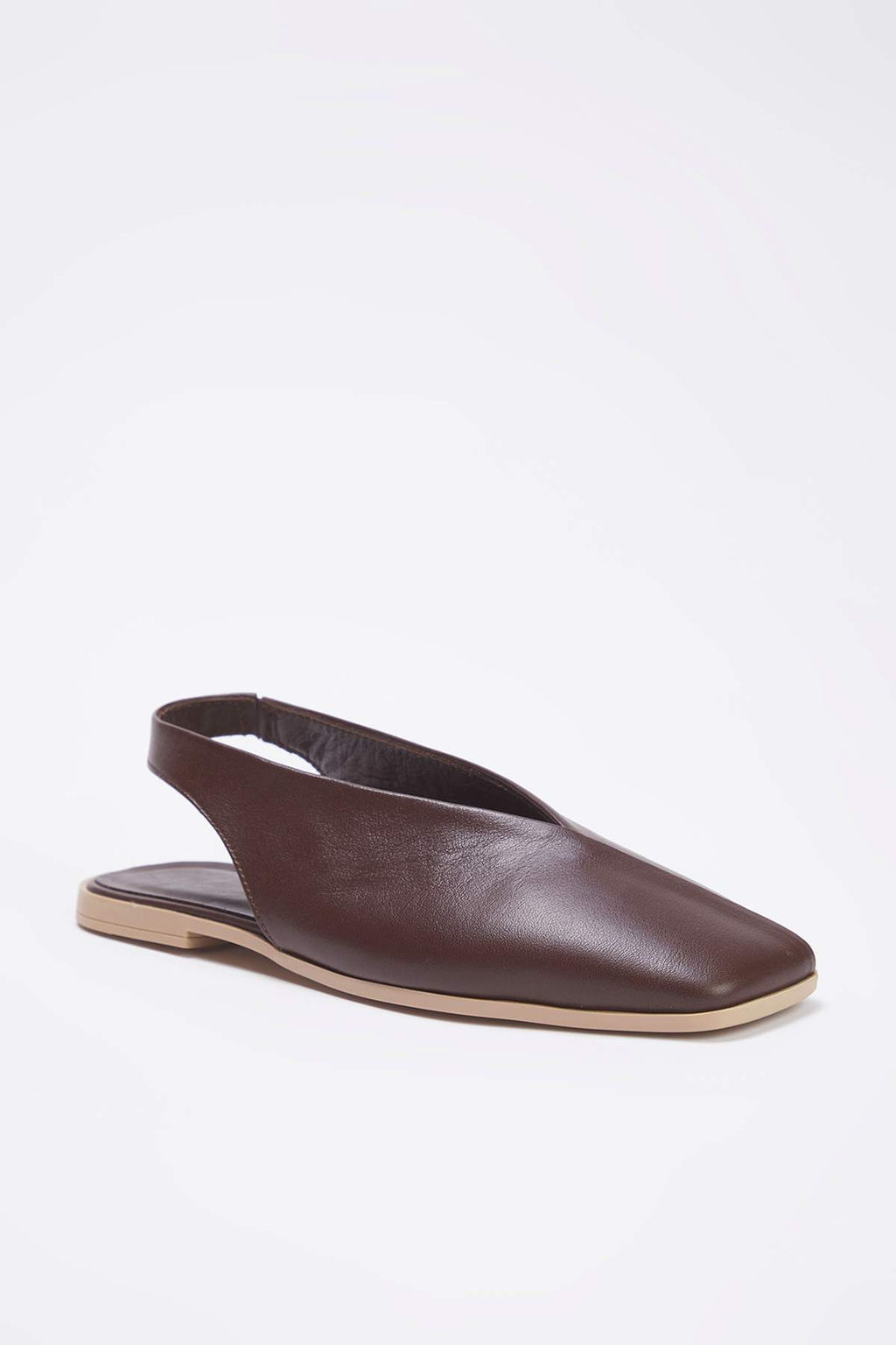 Trendyolmilla Shoes Taba Hakiki Deri Arkas? Ac?k Kare Burun Kad?n Babet TAKSS25BE00018  фото 2