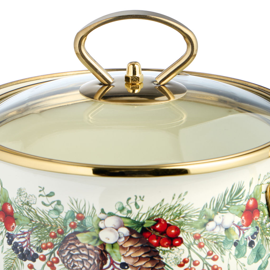 КАСТРЮЛЯ ЭМАЛИРОВАННАЯ AGNESS СО СТЕКЛЯННОЙ КРЫШКОЙ СЕРИЯ CELEBRATION, 1.5 Л, 16*10 СМ фото 7