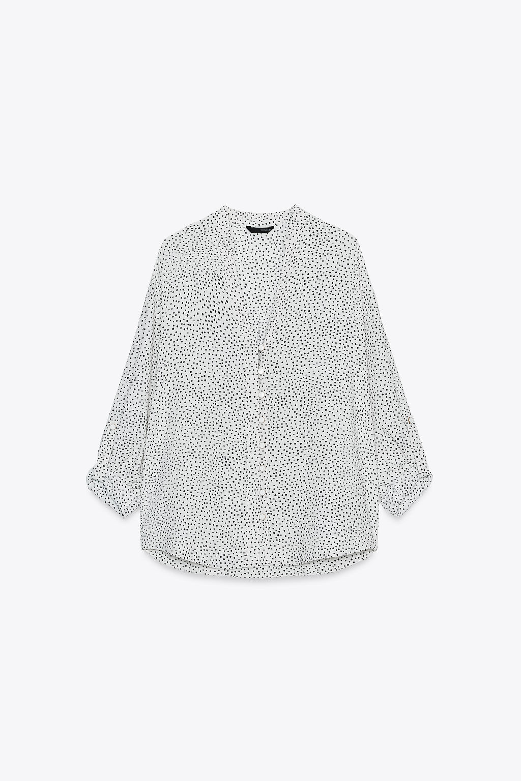 POLKA DOT ROLL-UP SLEEVE SHIRT - Zara фото 6