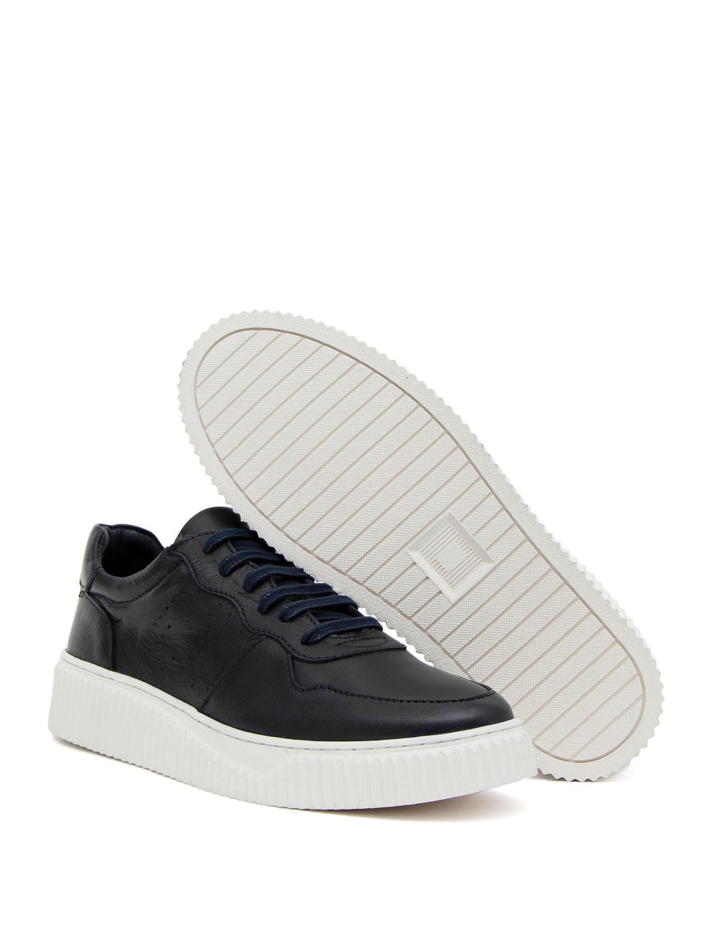 Lacivert %100 Deri Casual Ayakkab_