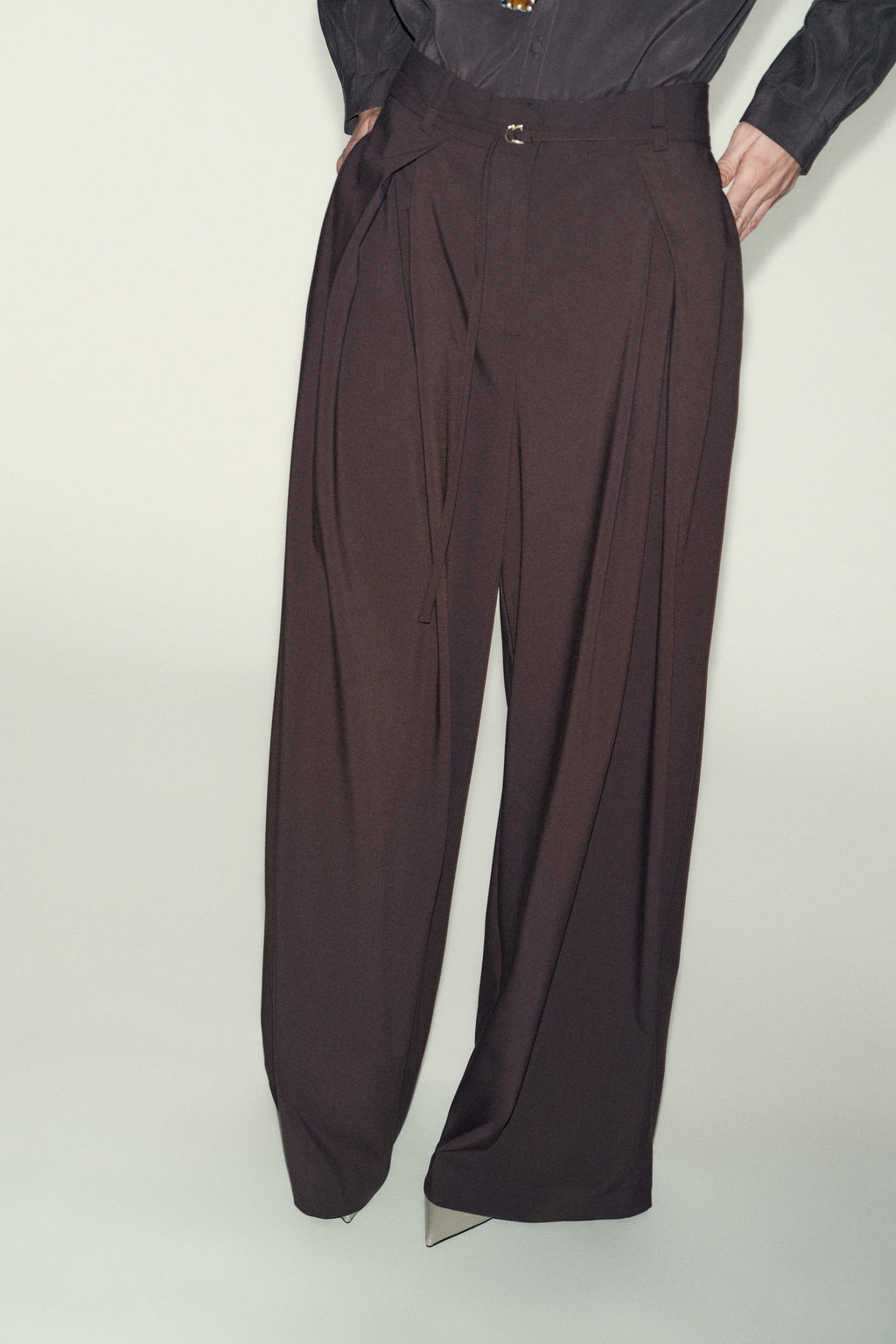 WIDE-LEG TROUSERS WITH THIN BELT - Zara фото 8