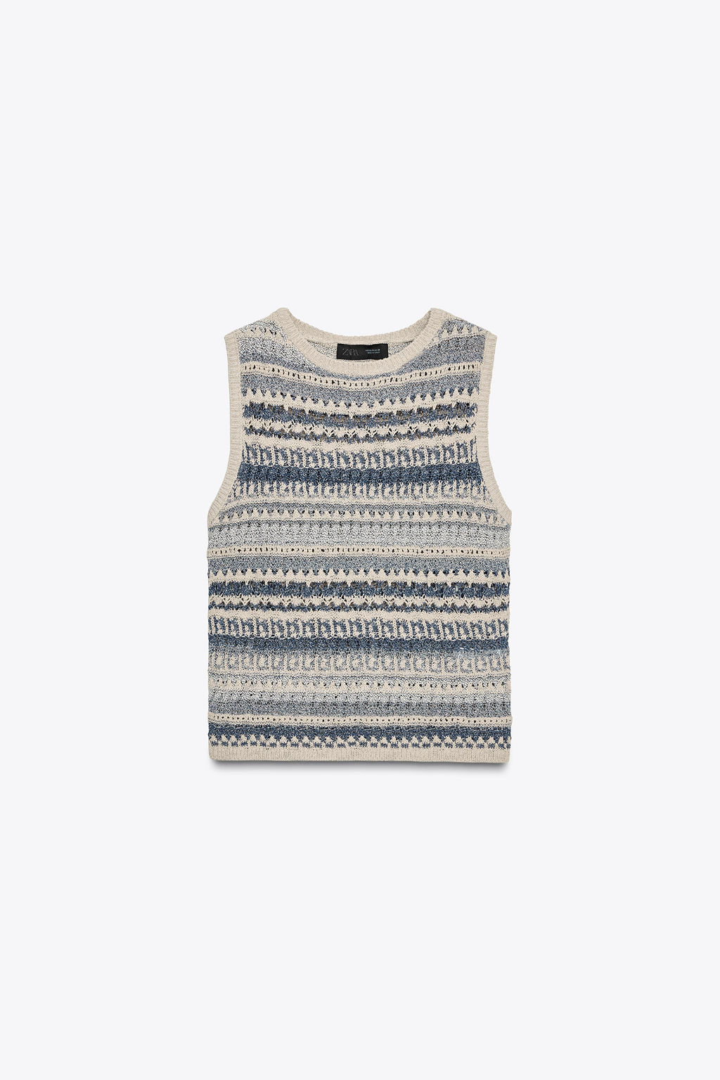 STRIPED TEXTURED KNIT SLEEVELESS TOP