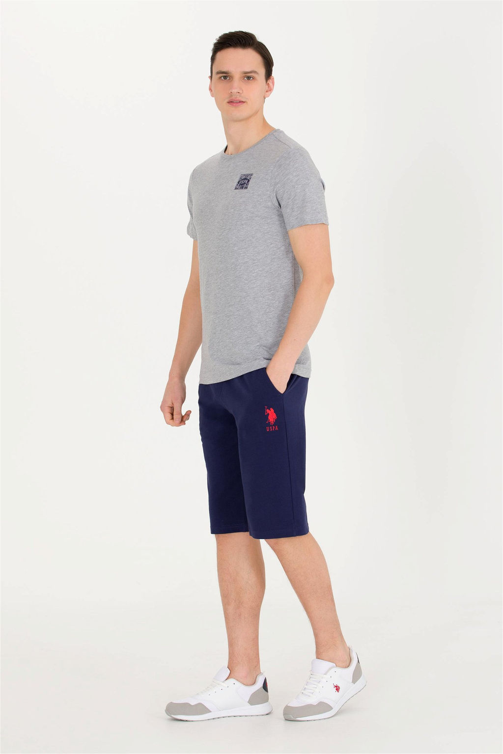 U. S. Polo Assn Мужская серая меланжевая футболка с круглым вырезом - U.s. polo assn фото 11