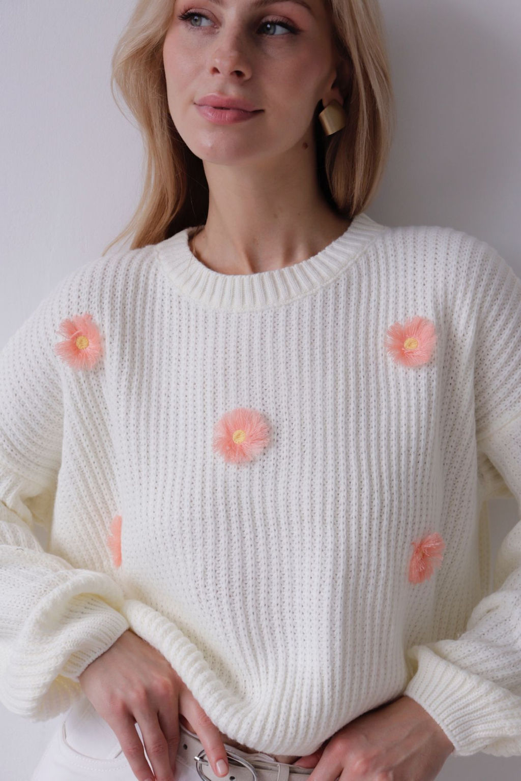 9837 Джемпер белый с цветами - Martichelli фото 23