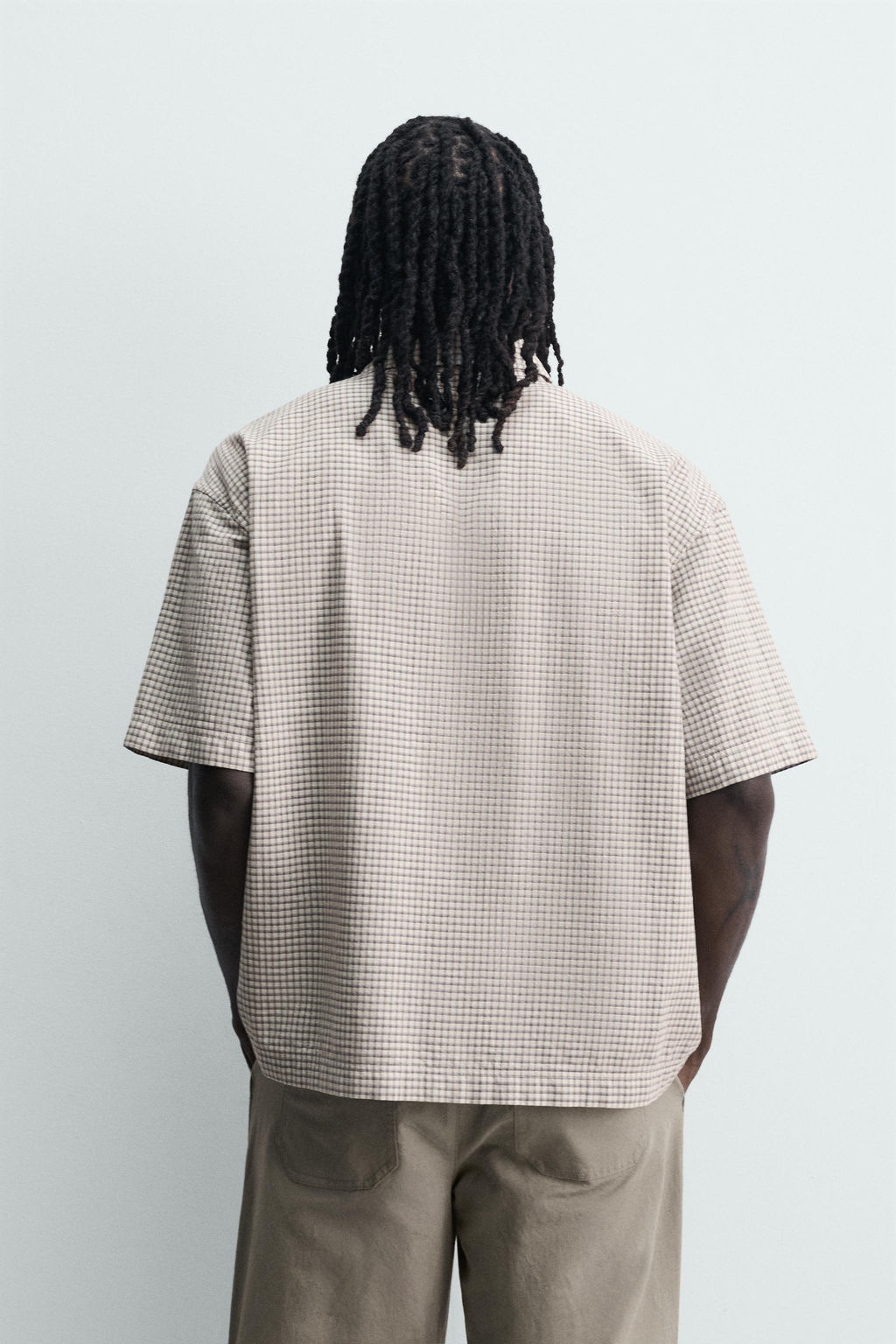 CAMISA RELAXED FIT CUADROS TEXTO / Azul - Zara фото 3