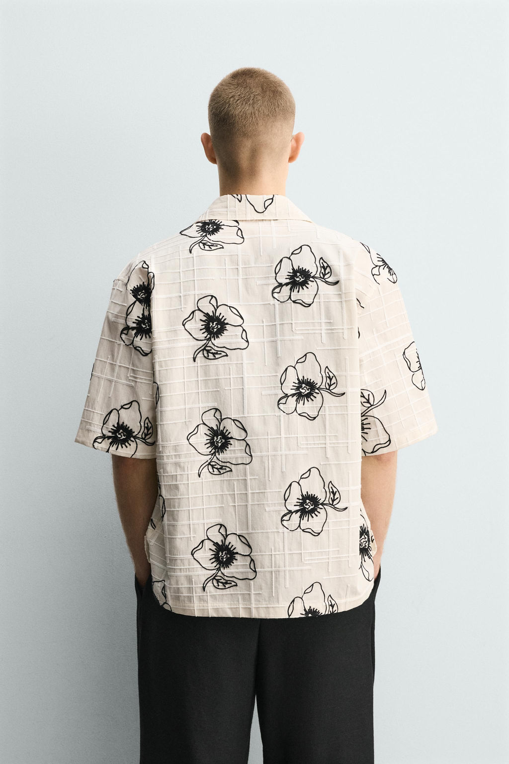 CAMISA JACQUARD BORDADO FLORAL / Crudo - Zara фото 3
