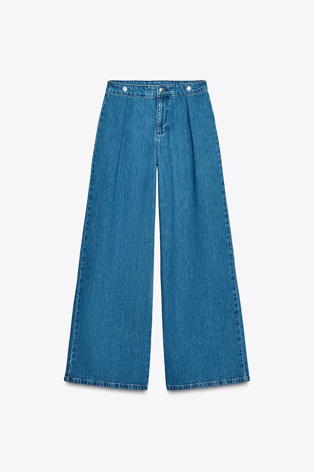 Z1975 WIDE-LEG MID-WAIST PLEATED JEANS - Zara фото 5