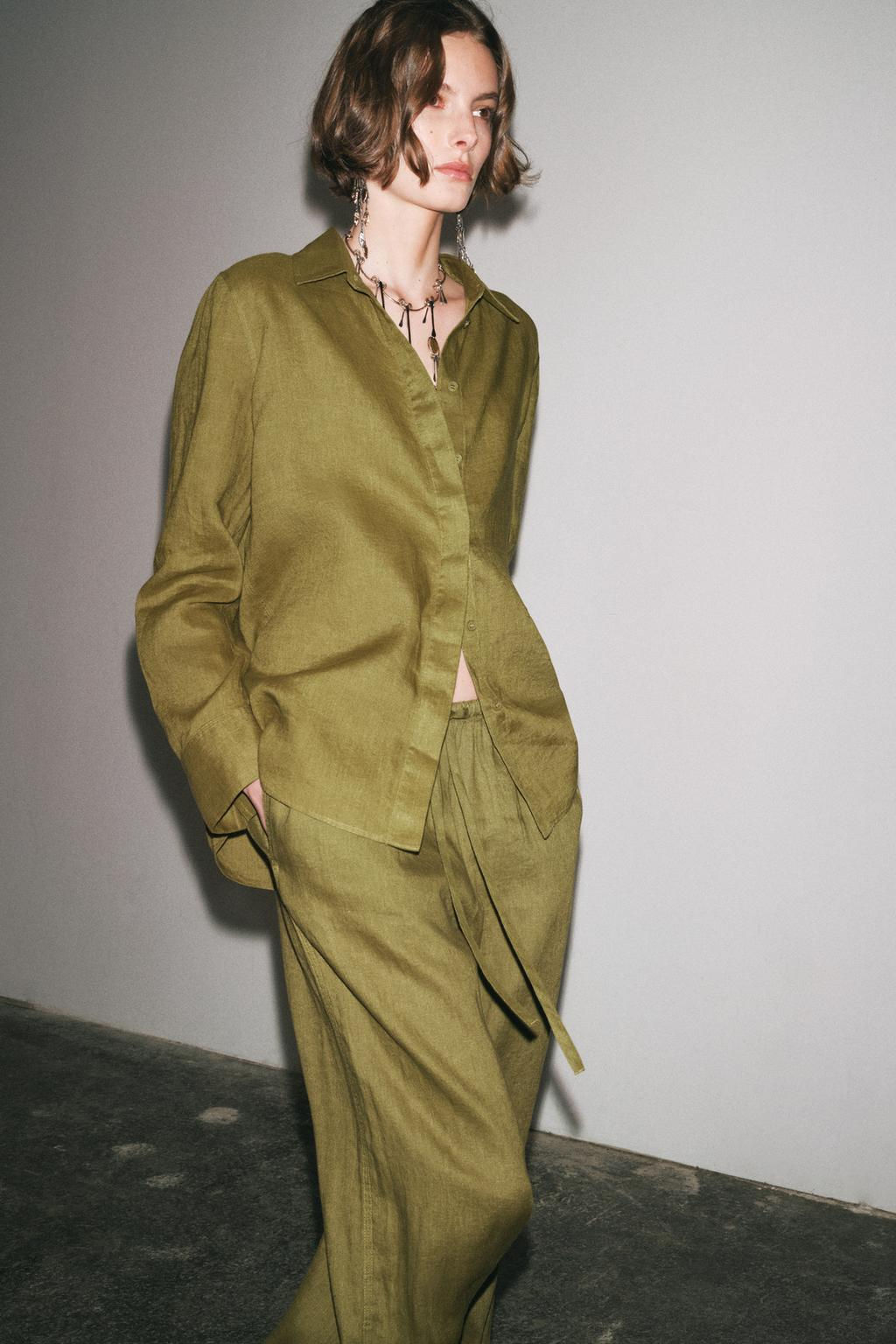 ZW COLLECTION 100% LINEN PALAZZO TROUSERS - Zara фото 4