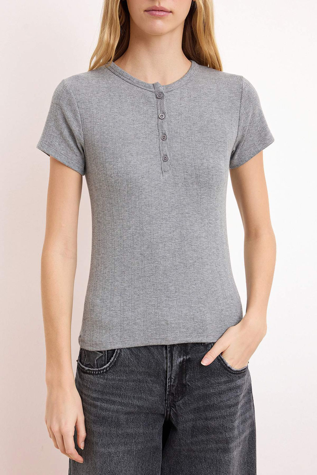 Sar? Fitted/Vucuda Oturan K?sa Kollu Raporlu Orme Bluz TWOSS26BZ00262 - Trendyolmilla фото 7