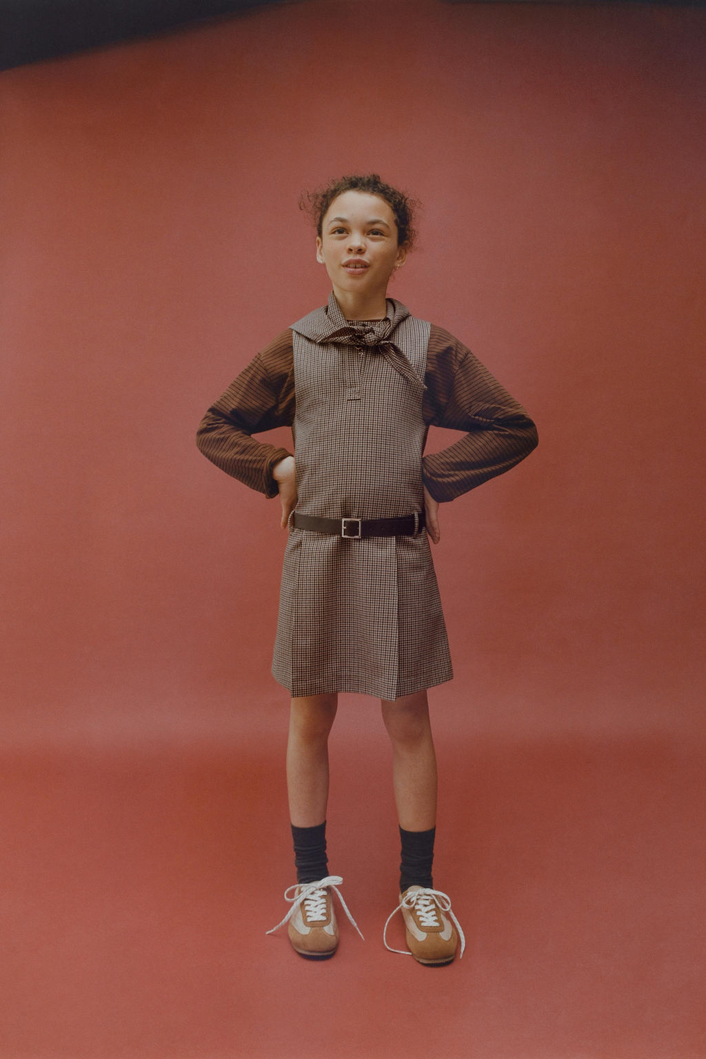 CHECK PINAFORE DRESS WITH DETACHABLE SCARF - Zara фото 6