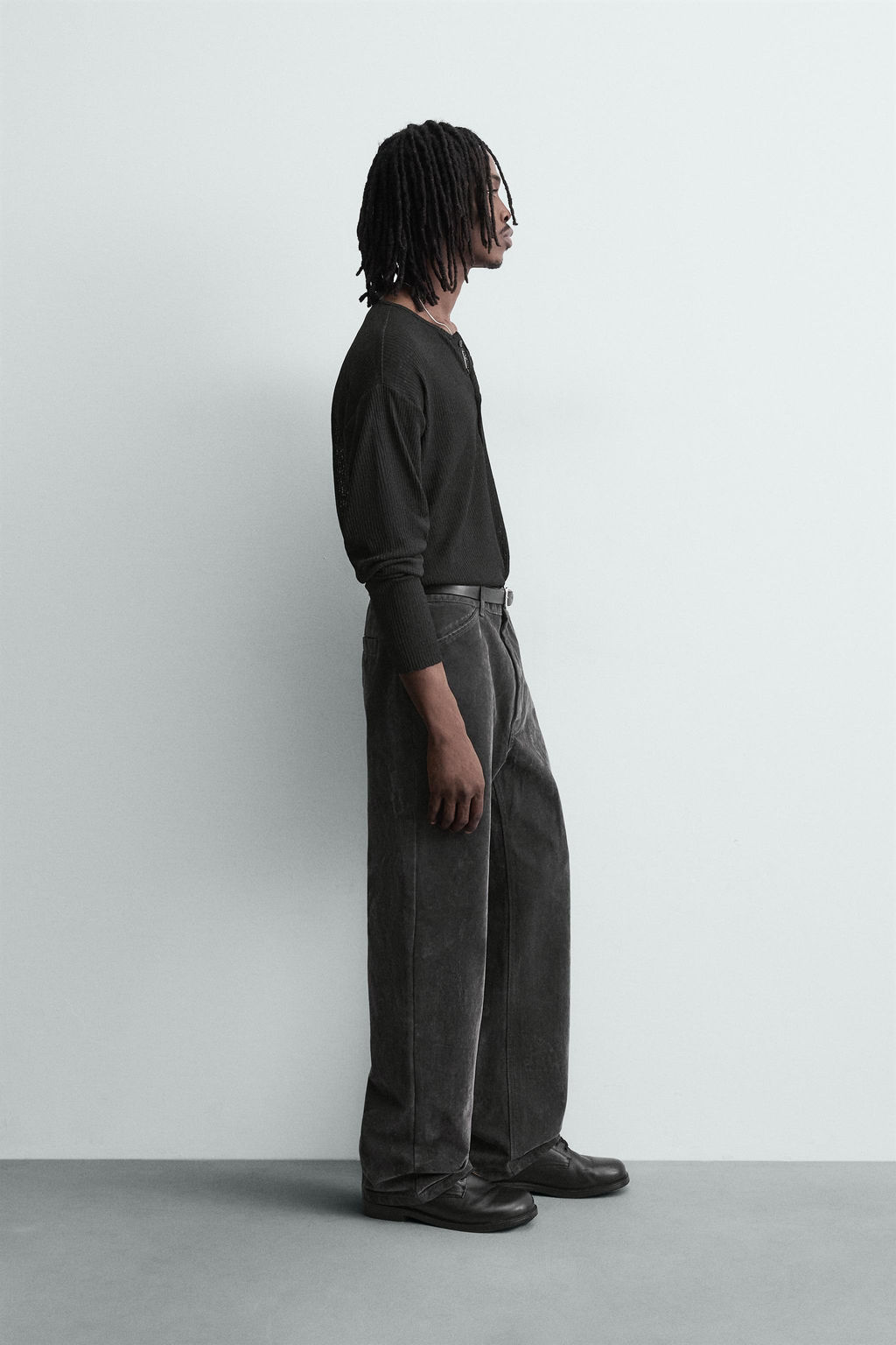 PANTAL?N RELAXED FIT FLOCADO / Gris - Zara фото 4