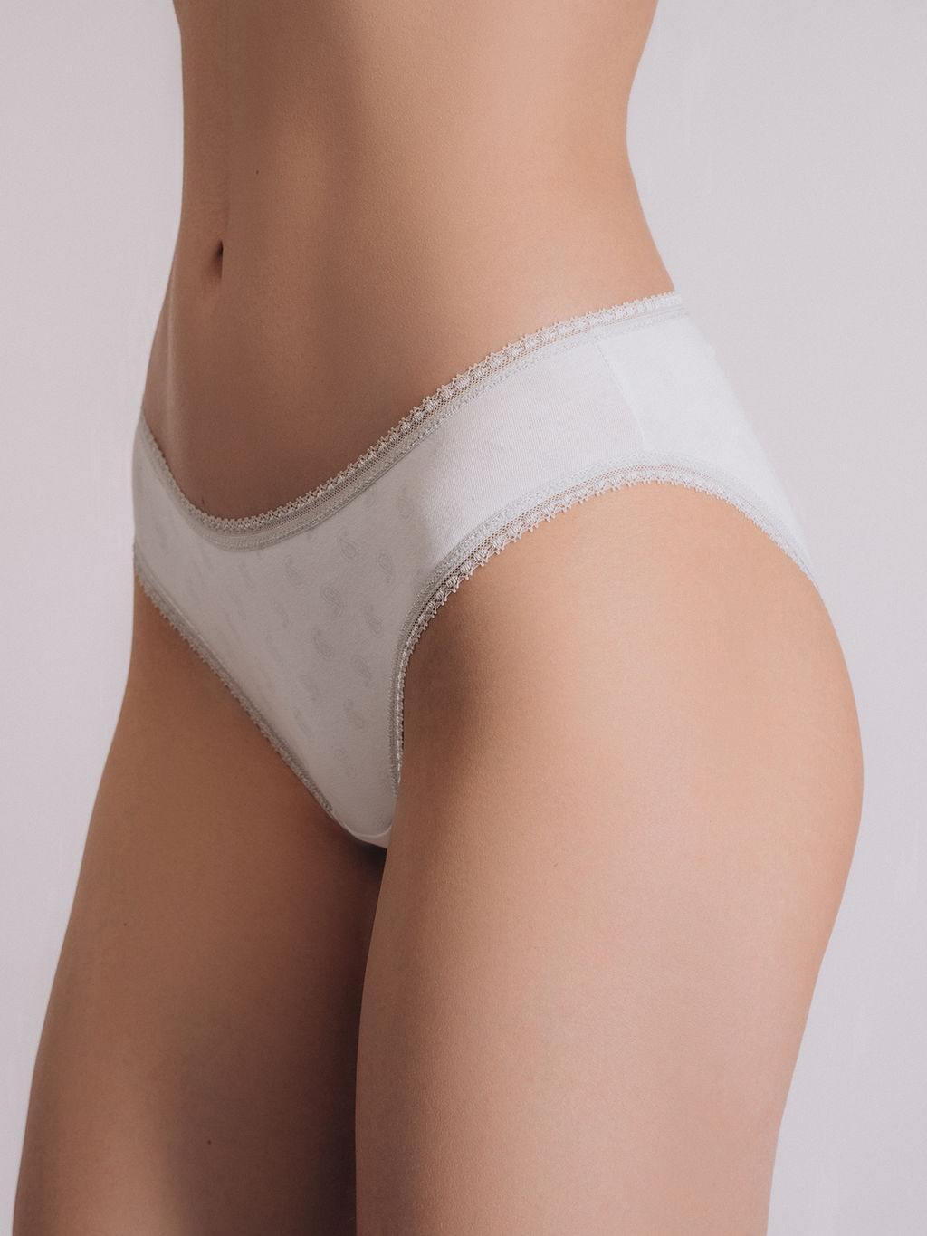 Трусы Indefini белые с кружевом хлопок с эластаном  фото 2