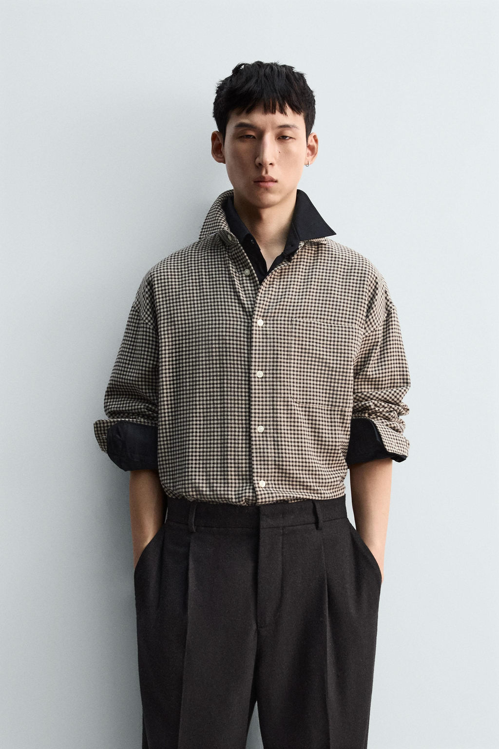 CAMISA RELAXED FIT CUADROS / Arena / Negro - Zara фото 2