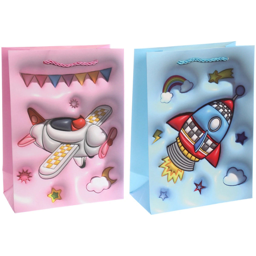 Пакет подарочный "Самолет" 18*24*8.50 см, микс