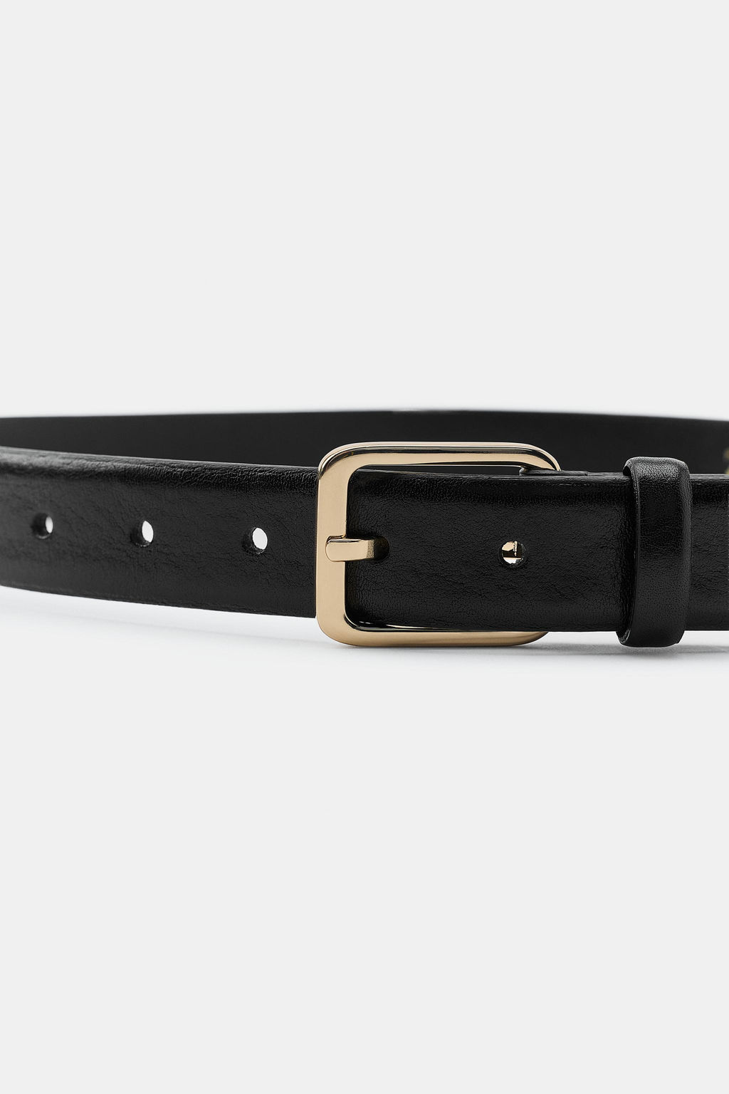 CINTUR?N PIEL 100% HEBILLA CUADRADA / Negro - Zara фото 3