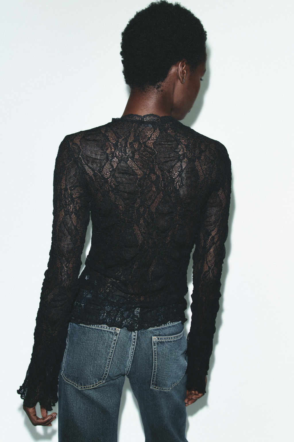 LACE LONG SLEEVE TOP - Zara фото 9