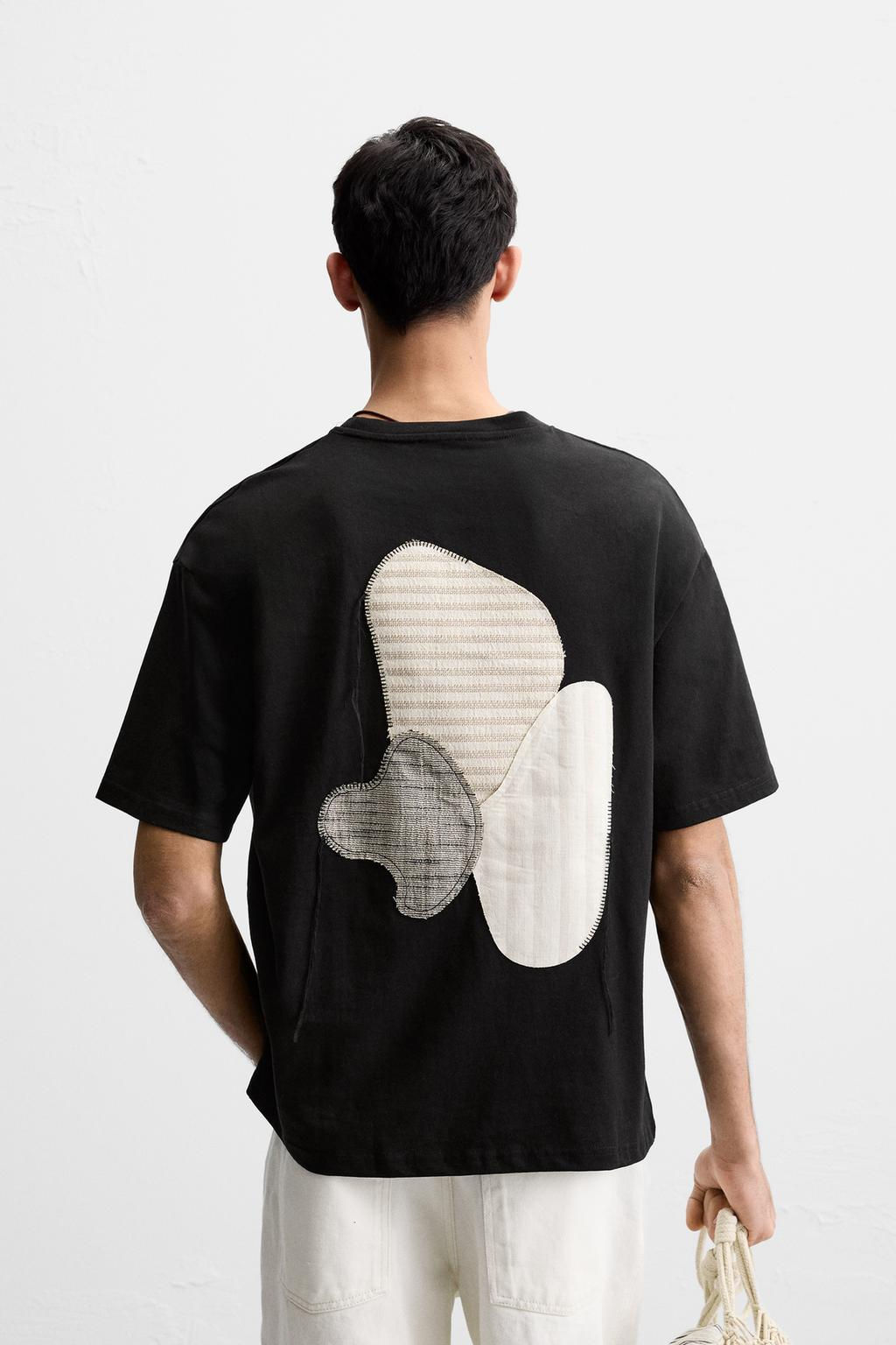 T-SHIRT WITH CONTRAST PATCHES - Zara фото 3