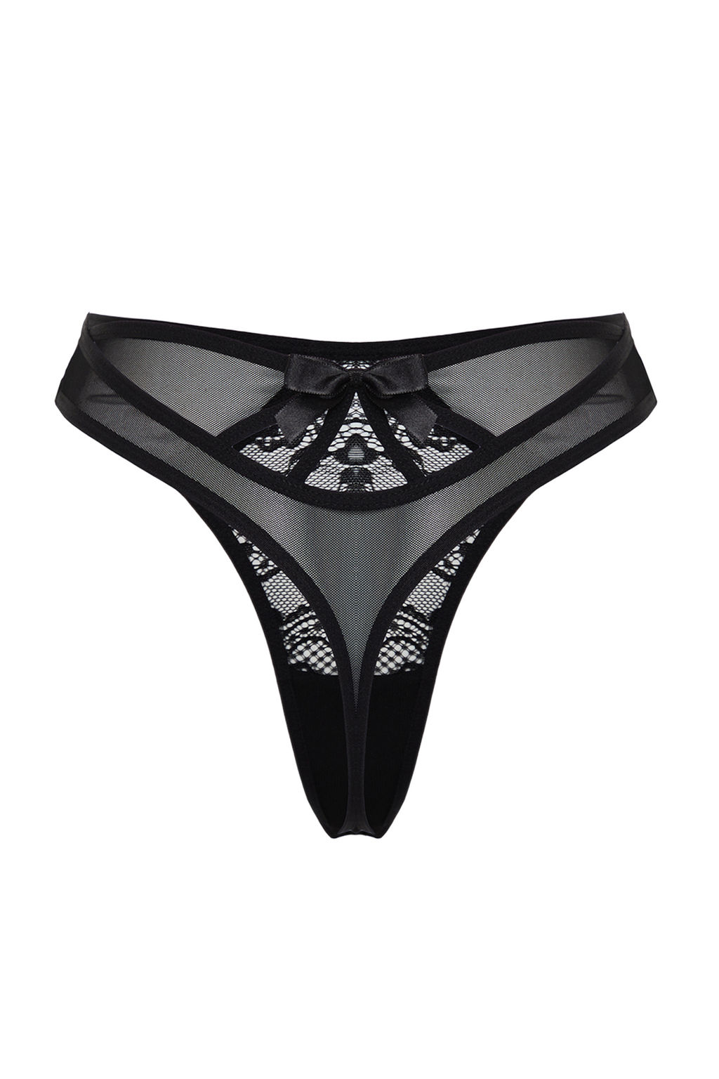 TRENDYOLMILLA Siyah Dantelli Tul ve Fiyonk Detayl? Tanga Orme Kulot THMSS24KU00037  фото 10