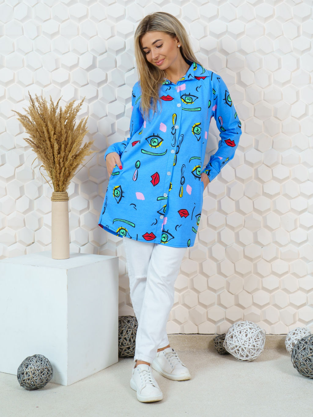 0044 Туника-халат "голубой"