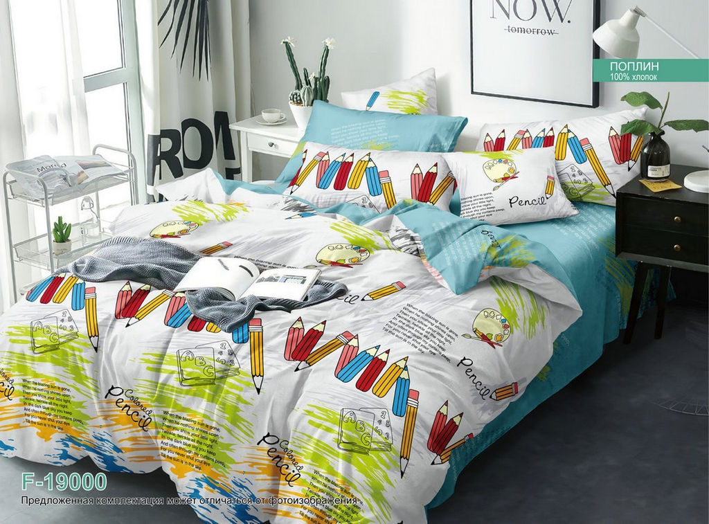 Детское белье - Поплин 19000 PENCIL 2-спальный с Евро простыней